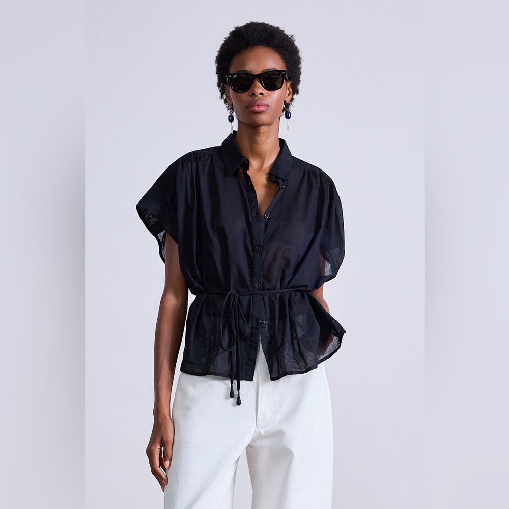 Apiece Apart Angi Floaty Top in Black. Size XS.